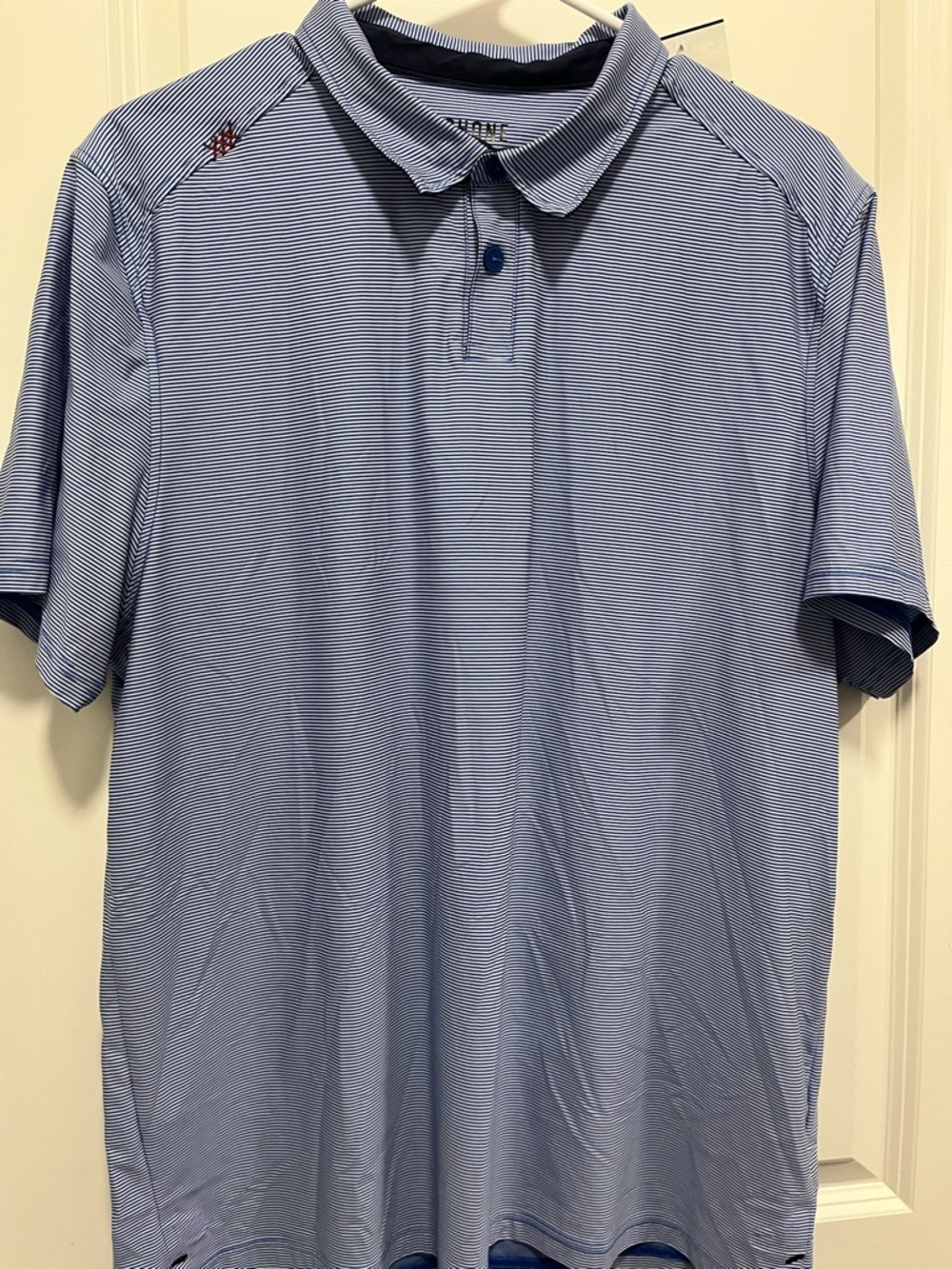 Rhône performance polo xl blue and white striped EUC